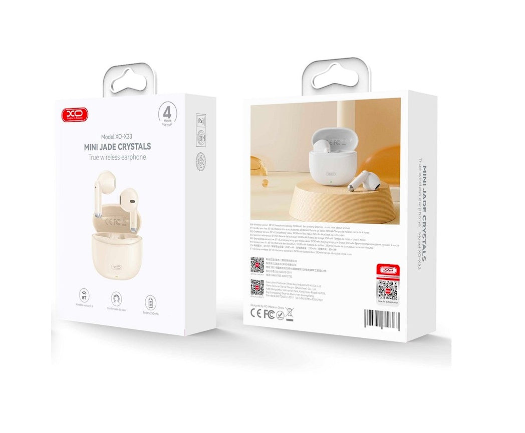 XO X33 True Wireless Stereo Earbuds – Bluetooth 5.3 In-Ear Earphones with Charging Case