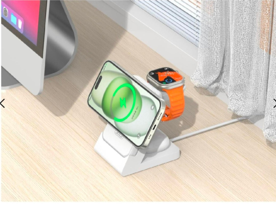 XO CX033 3-in-1 Multifunctional Wireless Charger – Fast Charging Dock for Phone, Watch & Earbuds