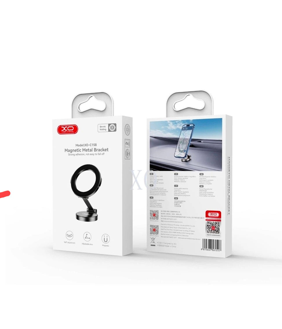 XO C158 Magnetic Metal Bracket – 360° Adjustable Car Phone Holder